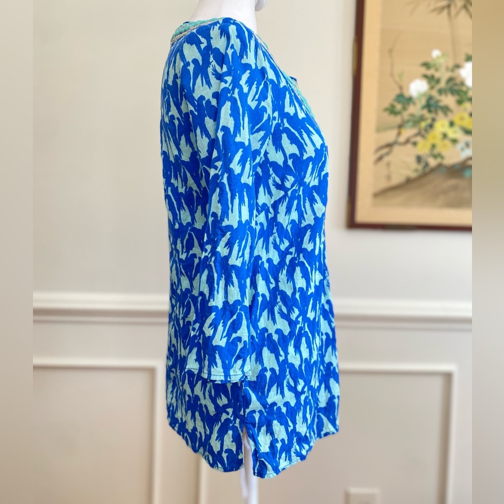Vineyard Vines Lucaya Tunic Linen Blend Parrot Bird print XS - Picture 2 of 14
